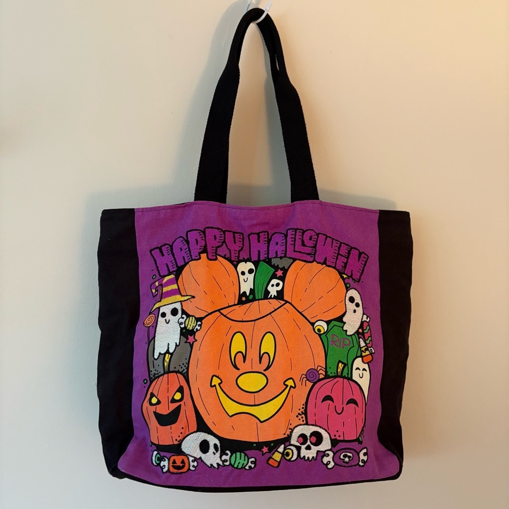 Disney Halloween Mickey Mouse Purple Black Tote Bag